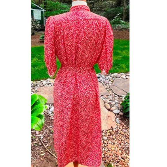 Authentic Vintage Valentino Studio Red White Dress By Jack Mulqueen Silk Unsized - Picture 3 of 9